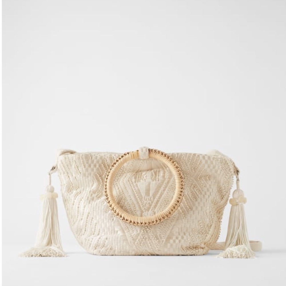 ZARA BAMBOO HANDLE BUCKET BAG